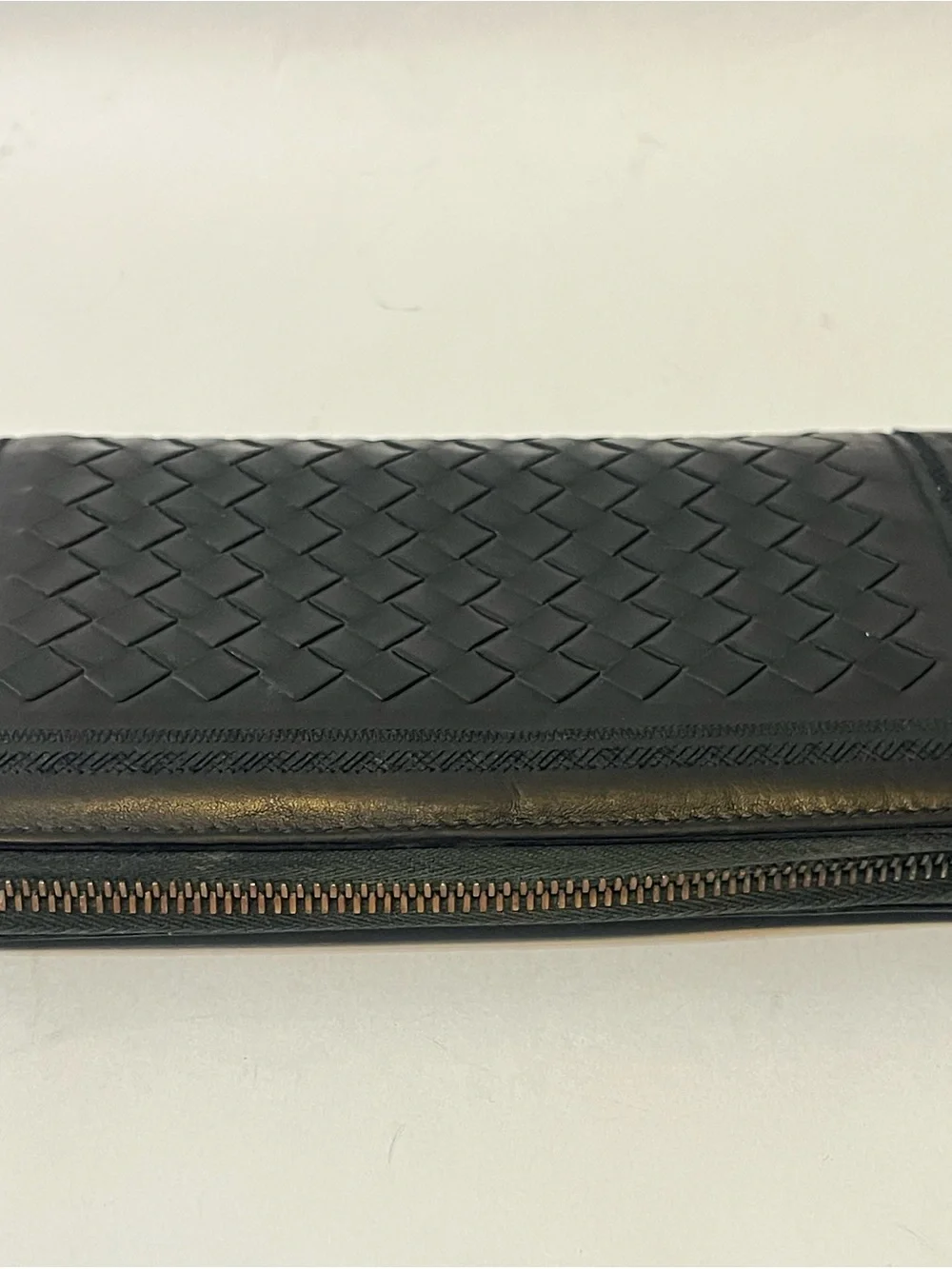 Bottega Veneta Intrecciato Woven Leather Zip Wallet Black 🇮🇹